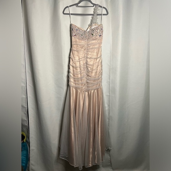 L’Mode Bridal Champagne Sparkly Rhinestone Prom Homecoming Dress Small - Picture 3 of 15